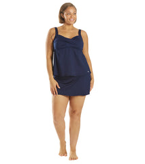 TYR Women's Plus Size Solid Twisted Bra Controlfit Tankini Top Swimsuit