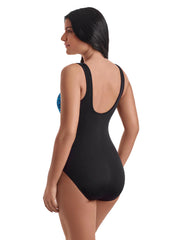 Shape Solver SPORT Shape Solver Sport Women's Wild Waves Scoopneck Zipper Tank One Piece Swimsuit