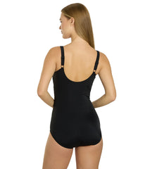 Roxanne Women's Chlorine Resistant Bra Sized Solids One Piece Swimsuit (D/DD Cup)