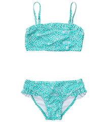 Snapper Rock Girls' Spearmint Spot Frilled Bandeau Bikini Set (Toddler, Little Kid, Big Kid)