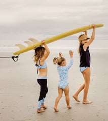 Snapper Rock Girls' Aqua Bloom Sustainable Reversible Surf Bow Bikini Set (Big Kid)