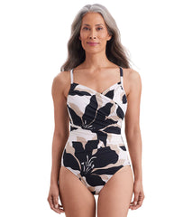 Shape Solver By Penbrooke Women's Shadow Play Surplice One Piece Swimsuit