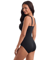 Shape Solver SPORT Women's Fashion Solids Twist Bra Tank One Piece Swimsuit