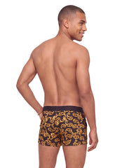 Sauvage Gold Scroll Retro Lycra Swim Trunk