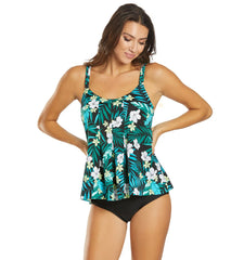 Penbrooke Jungle Exotic Pleated Tankini Top