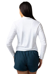 Nani Women's Canyons Solid Cropped Half Zip Long Sleeve Rash Guard