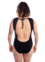 See Her Swim Women's Backstroke Low Back Tie Back One Piece Swimsuit
