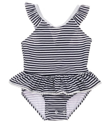 Snapper Rock Girls' Nautical Stripe One Piece Skirt Swimsuit (Baby, Toddler)
