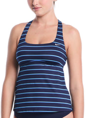 Nike Women's Preppy Pinstripe Square Neck Tankini Top