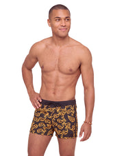 Sauvage Gold Scroll Retro Lycra Swim Trunk