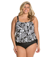 Beach House Women's Plus Size Bay Dreaming Sarah Side Tie Blouson Tankini Top