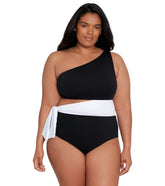 Lauren Ralph Lauren Women's Plus Size Bel Air Cut Out One Shoulder One Piece Swimsuit