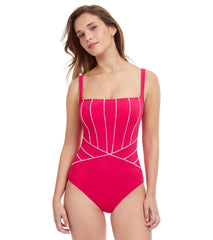 Profile by Gottex Women's Line Up Square Neck One Piece Swimsuit (D-Cup)