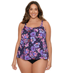 Penbrooke Women's Plus Size Hideaway A Line Tankini Top
