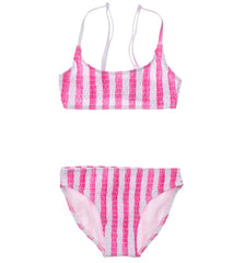 Snapper Rock Girls' Fiesta Stripe Shirred Crop Two Piece Bikini (Big Kid)