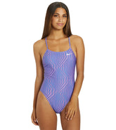 Nike Women's HydraStrong Multi Print Lace Up Tie Back One Piece Swimsuit