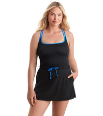 Shape Solver SPORT Women's Fashion Solids Skirted Runaround One Piece Swimsuit