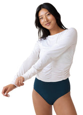 Nani Women's Solid Ruched Long Sleeve Sun Shirt
