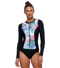 Next by Athena Women's Malibu Long Sleeve Zip One Piece Swimsuit