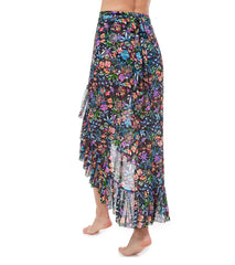 Profile by Gottex Women's Flora Floral High Low Ruffle Cover Up Skirt