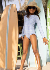 Snapper Rock Girls' Seaside Gingham One Piece Surf Suit (Toddler, Little Kid)