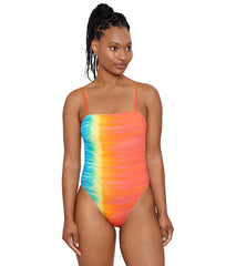 Polo Ralph Lauren Women's Tropic Glow Tye Dye Square Neck One Piece Swimsuit