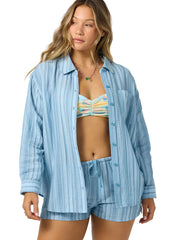 O'Neill Women's Leni Waves Stripe Relaxed Long Sleeve Top