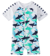 Snapper Rock Boys' Shark S/S One Piece Sunsuit (0-24mos)