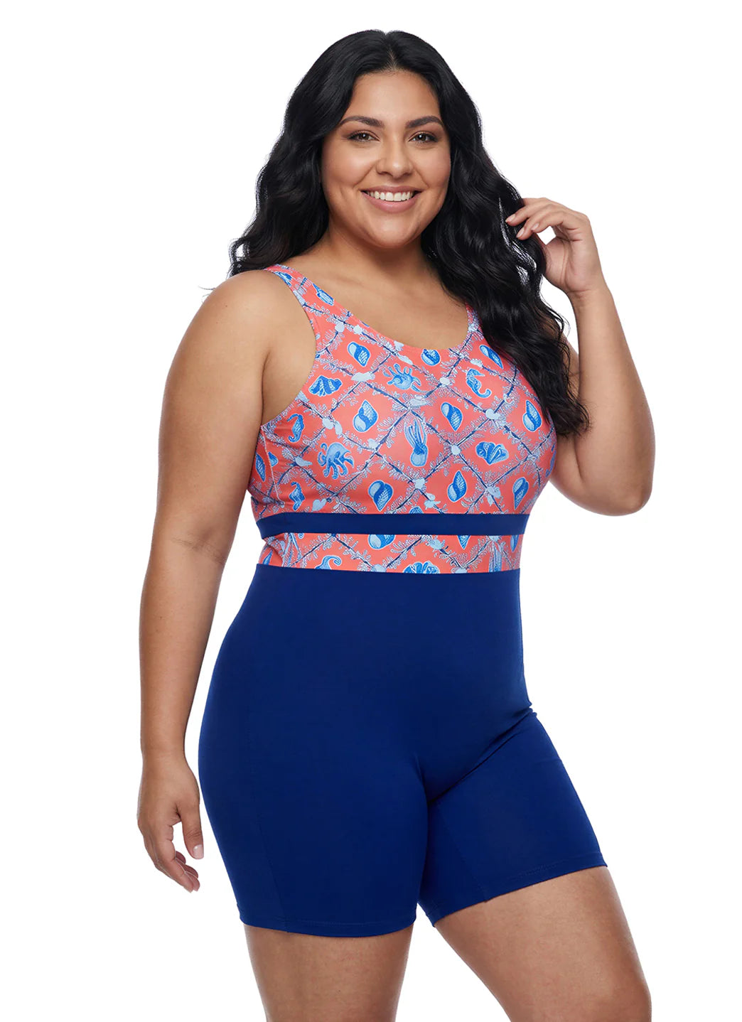 Sporti HydroLast Coastal Regatta Chlorine Resistant Scoop Back Unitard One Piece Swimsuit