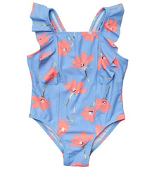 Snapper Rock Girls' Beach Bloom Ruffle Shoulder One Piece Swimsuit (Baby, Toddler, Little Kid)