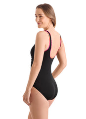 Shape Solver SPORT Shape Solver Sport Women's Desert Horizon Shirred Zipper Tank One Piece Swimsuit