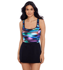 Shape Solver SPORT Women's Rainbow Effect Scoop Neck Swim Romper