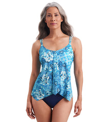 Shape Solver By Penbrooke Women's Barcelona Blues Handkerchief Hem Tankini Top