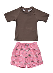 Snapper Rock Boys' Palm Paradise Sustainable Short Sleeve Rashguard Set (Baby)