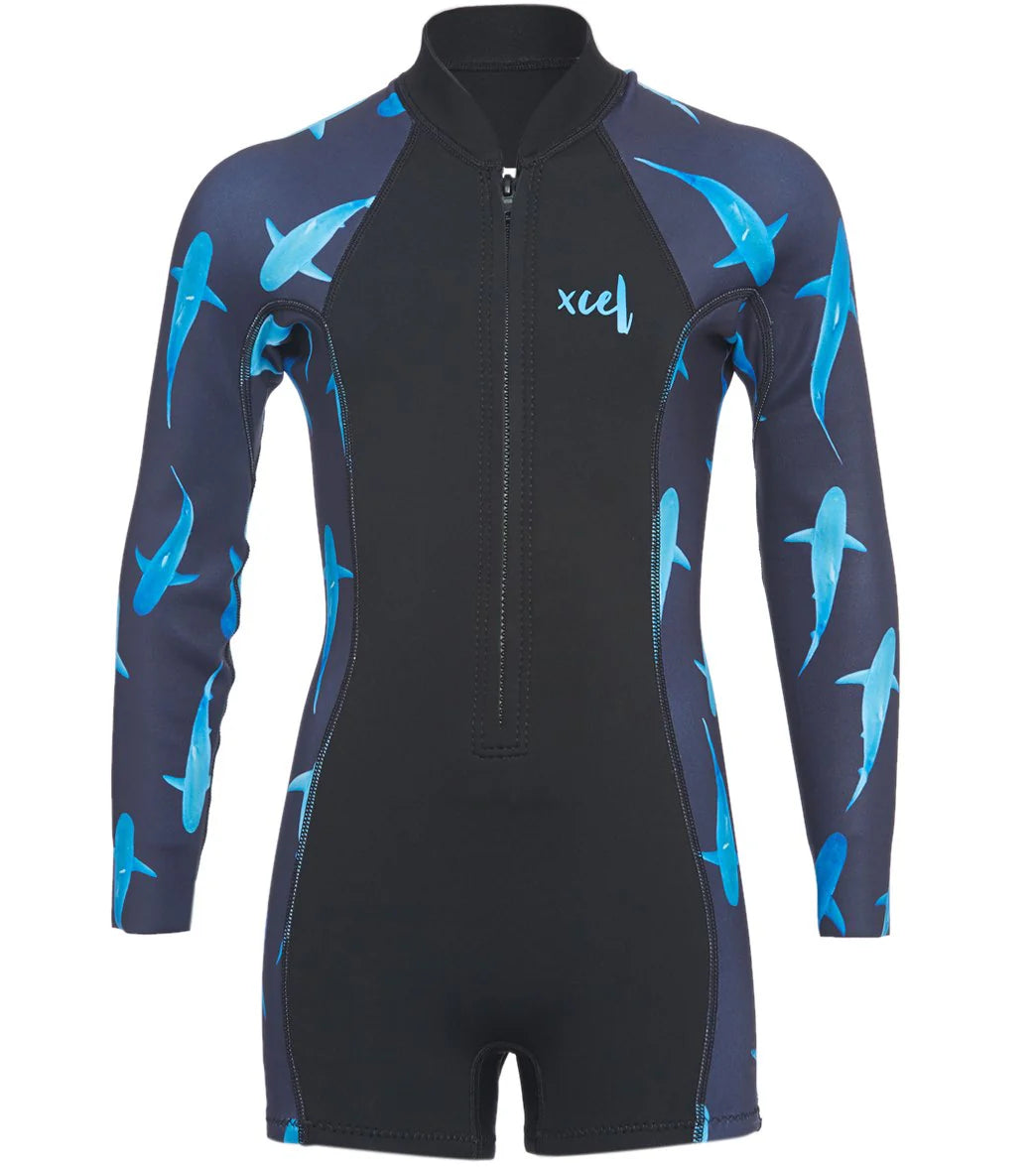 Xcel Girls' Ocean Ramsey Axis 2MM Long Sleeve Front Zip Springsuit