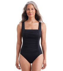 Shape Solver By Penbrooke Women's Divine Solids Square Neck Princess Seam One Piece Swimsuit