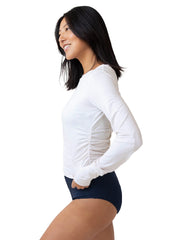 Nani Women's Solid Ruched Long Sleeve Sun Shirt