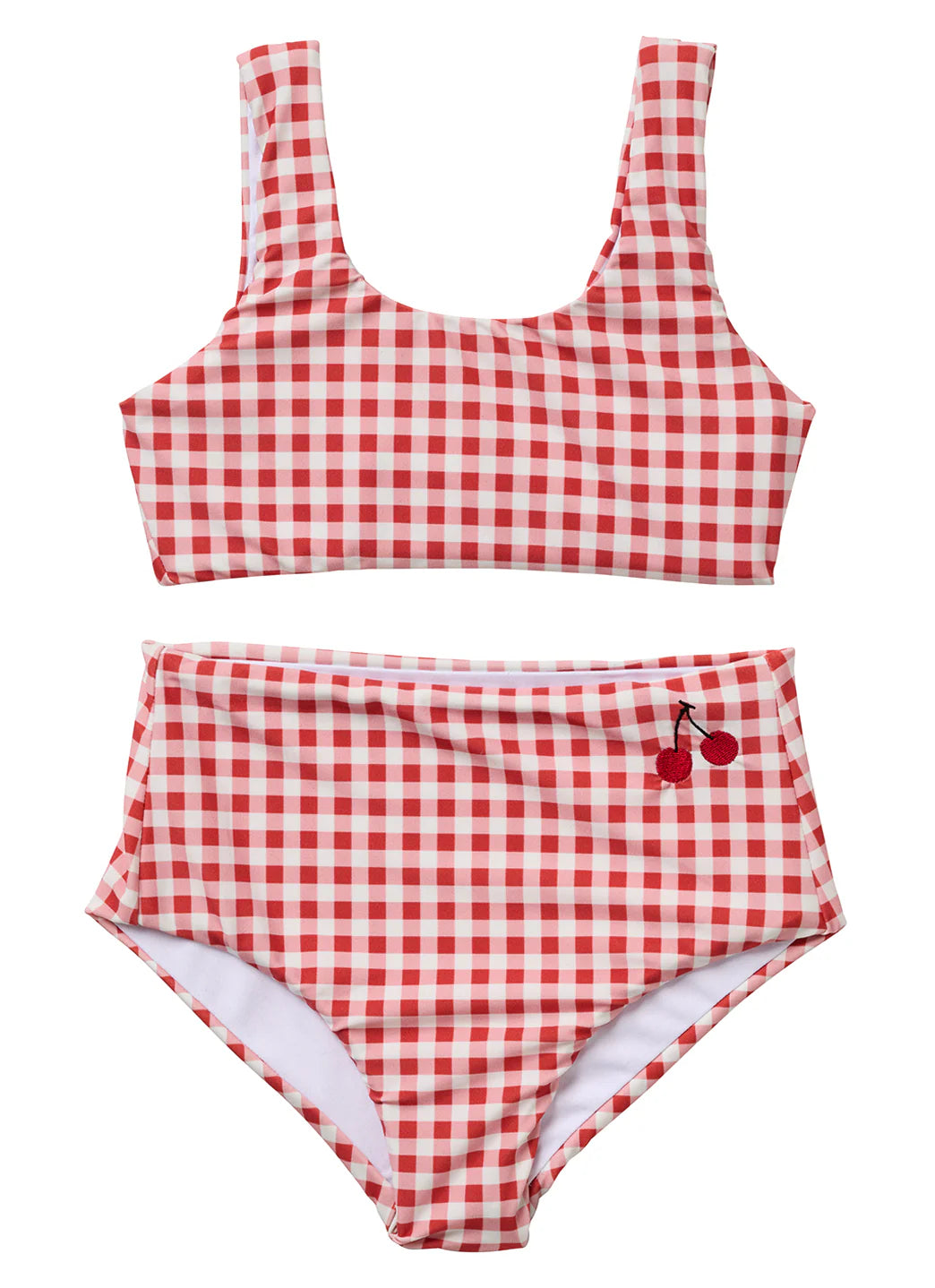 Seaesta Surf Girls' Seaside Gingham Cherry Two Piece Bikini Set (Toddler, Little Kid, Big Kid)