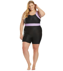 Sporti Plus Size Unitard Colorblock One Piece  Swimsuit