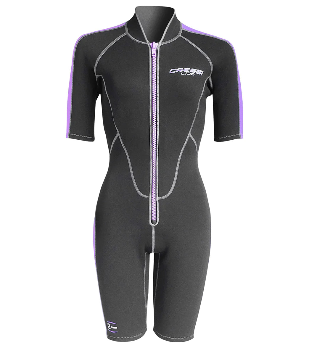 Cressi Women's 2mm Lido Short Sleeve Springsuit Wetsuit Lilac
