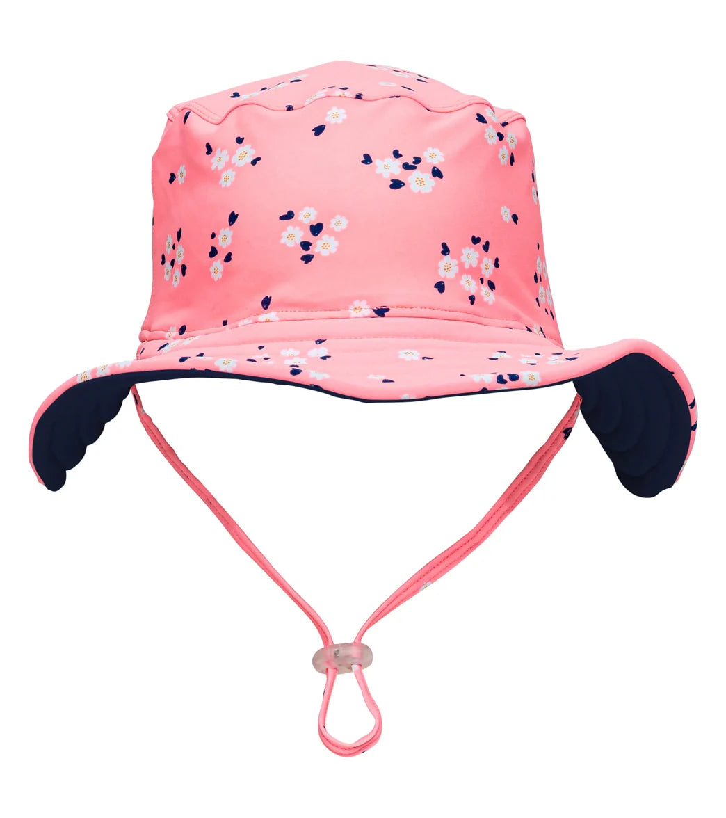 Snapper Rock Girls' Ditsy Coral Reversible Bucket Hat