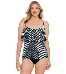 Shape Solver By Penbrooke Women's Spots Mastectomy Single Tier Blouson Tankini Top