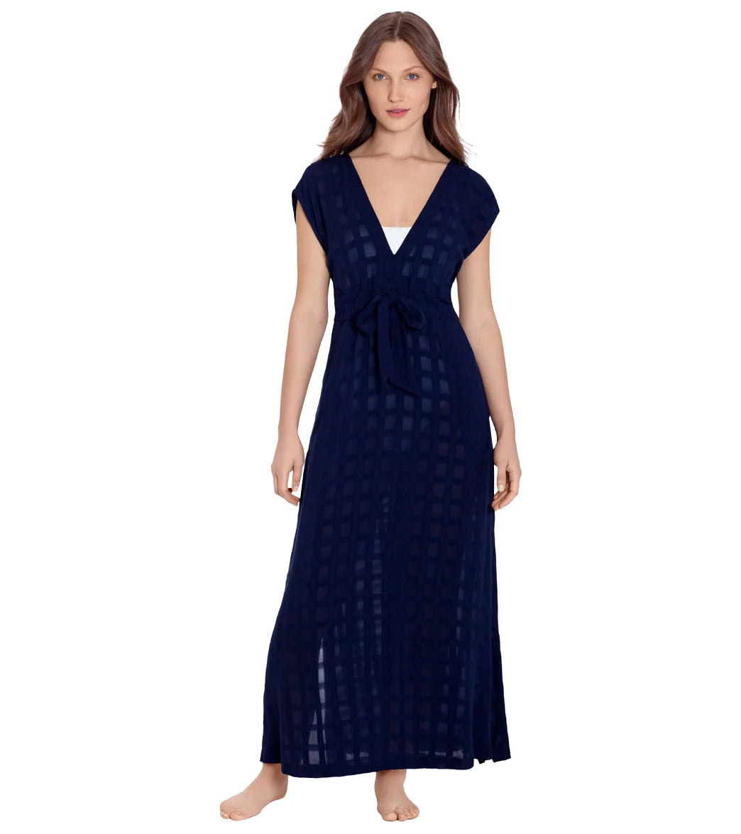 Polo Ralph Lauren Women's Plaid Beachwear Plunge Maxi Dress
