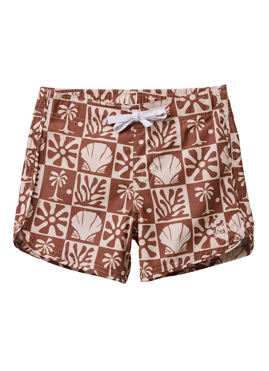 Seaesta Surf Boys' Scallop Beach Checks Retro Flare Board Short (Toddler, Little Kid, Big Kid)