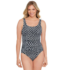 Shape Solver By Penbrooke Women's Spots Mastectomy Empire One Piece Swimsuit