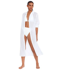 Polo Ralph Lauren Women's Linen Blend Beachwear Maxi Cover Up Boyfriend Cover Up Shirt