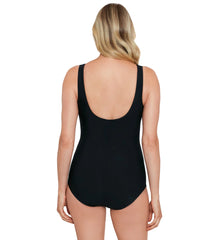 Shape Solver By Penbrooke Women's Bloomfield Ruffle Neck Girl Leg One Piece Swimsuit