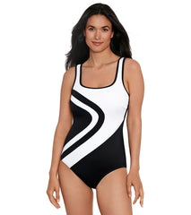 Shape Solver SPORT Women's Colorblock Scoop Neck Tank One Piece Swimsuit