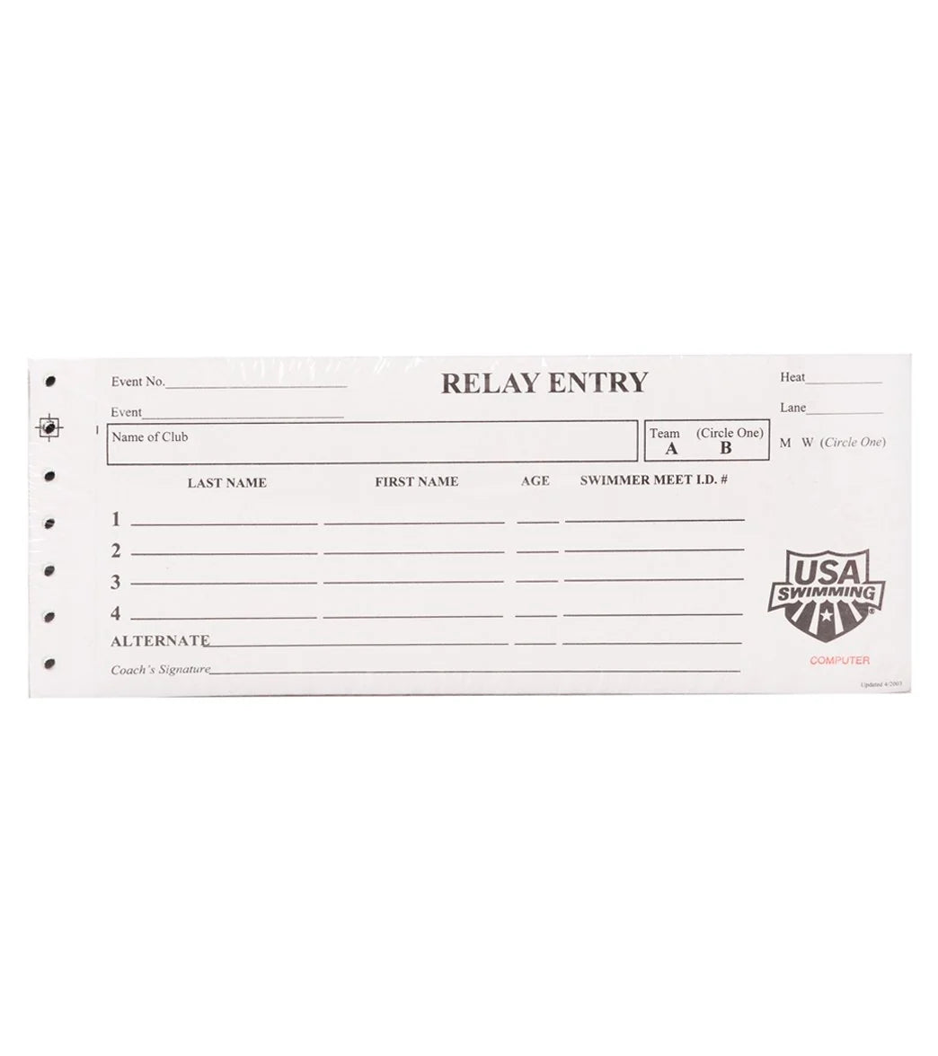 USA Swimming Relay Entry Slip