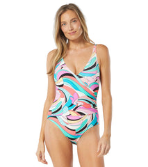Beach House Women's Saltwater Swirl Lola Wrap Front  One Piece Swimsuit